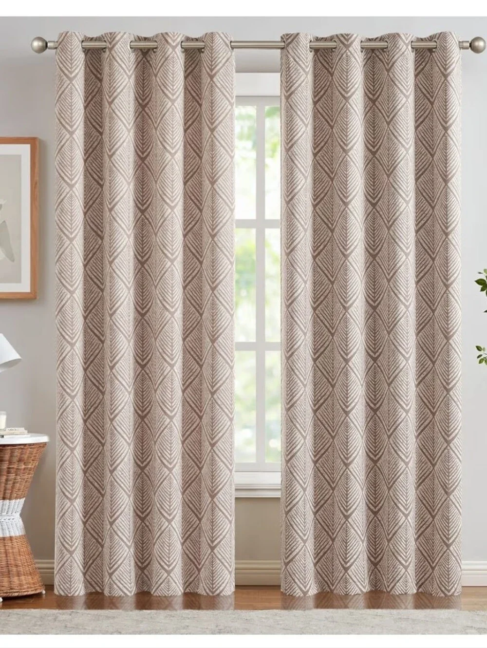 Jinchan NWT 2pk 80% Blackout Geo Bohemian Curtain Panel Pair 50